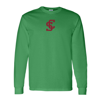Men's Santa Clara Broncos Logo  Gildan Heavy Cotton Long Sleeve T-Shirt