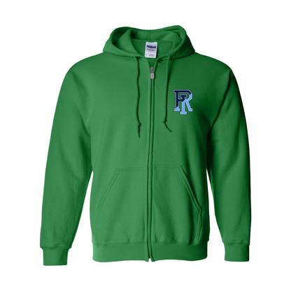 Men's Rhode Island Rams Logo Gildan  Heavy Blend Full Zip Hooded Sweatshirt