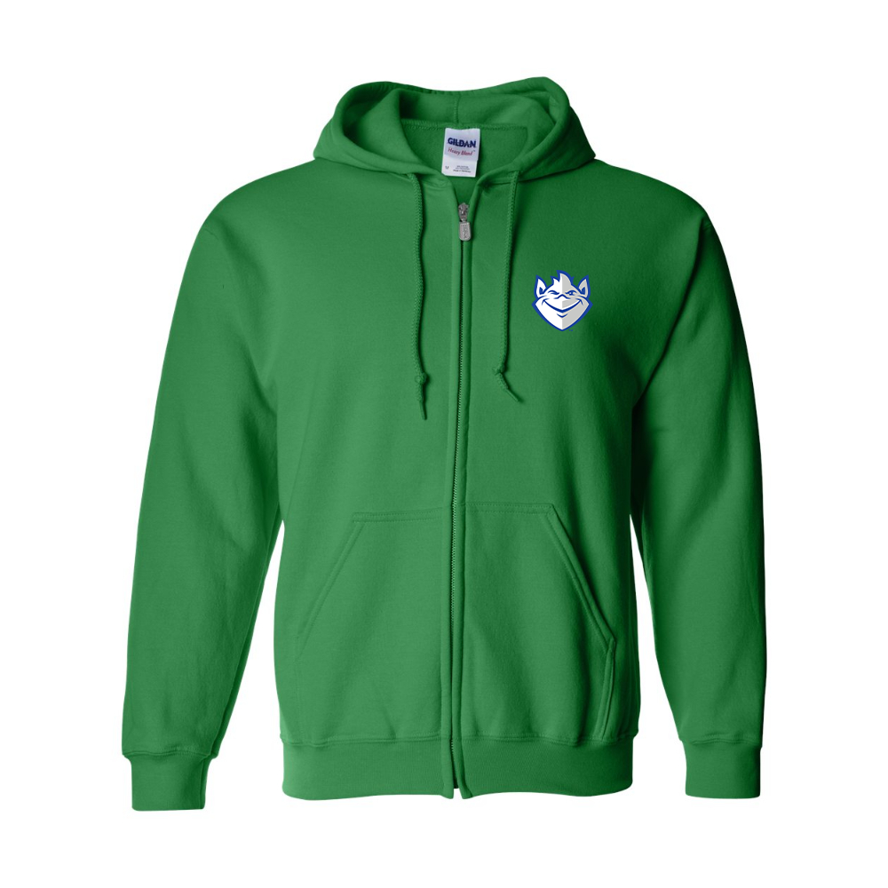 Men's Saint Louis Billikens Logo Gildan  Heavy Blend Full Zip Hooded Sweatshirt