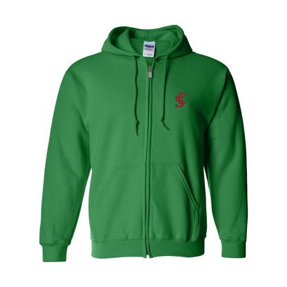 Men's Santa Clara Broncos Logo Gildan  Heavy Blend Full Zip Hooded Sweatshirt