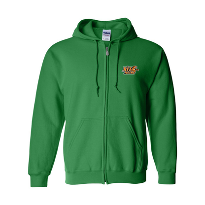Men's RIT Tigers Logo Gildan  Heavy Blend Full Zip Hooded Sweatshirt