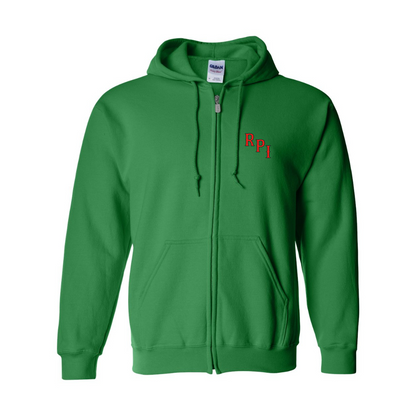 Men's RPI Engineers Logo Gildan  Heavy Blend Full Zip Hooded Sweatshirt