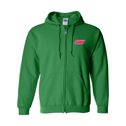 Men's Sacred Heart Pioneers Logo Gildan  Heavy Blend Full Zip Hooded Sweatshirt