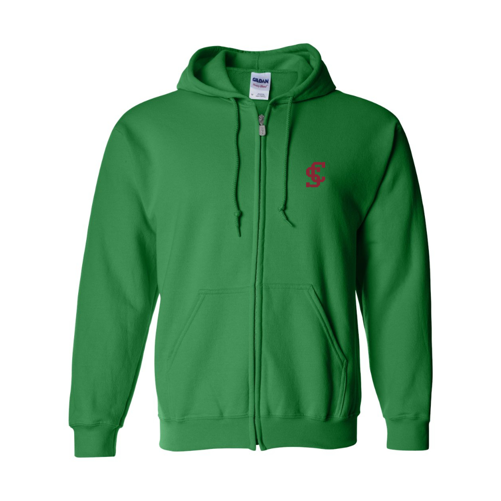 Men's Santa Clara Broncos Logo Gildan  Heavy Blend Full Zip Hooded Sweatshirt