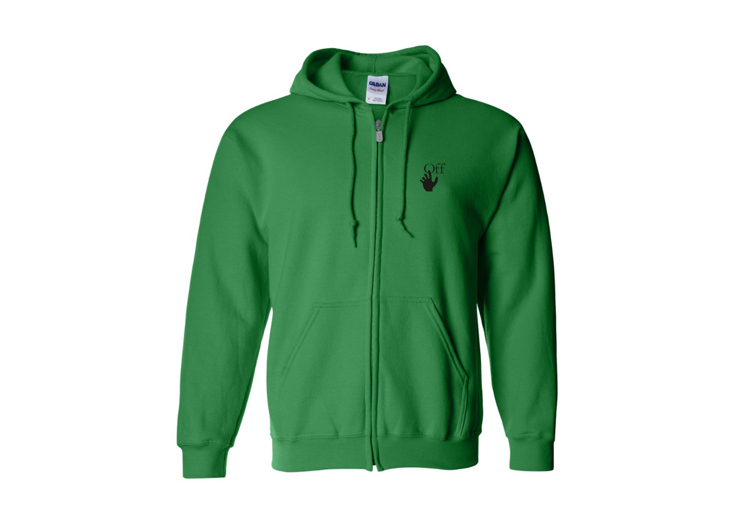 Men's Off-White Hand Gildan  Heavy Blend Full Zip Hooded Sweatshirt