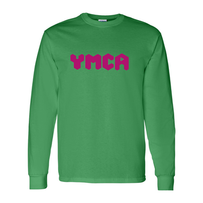 Men's  YMCA Mauve Gildan Heavy Cotton Long Sleeve T-Shirt