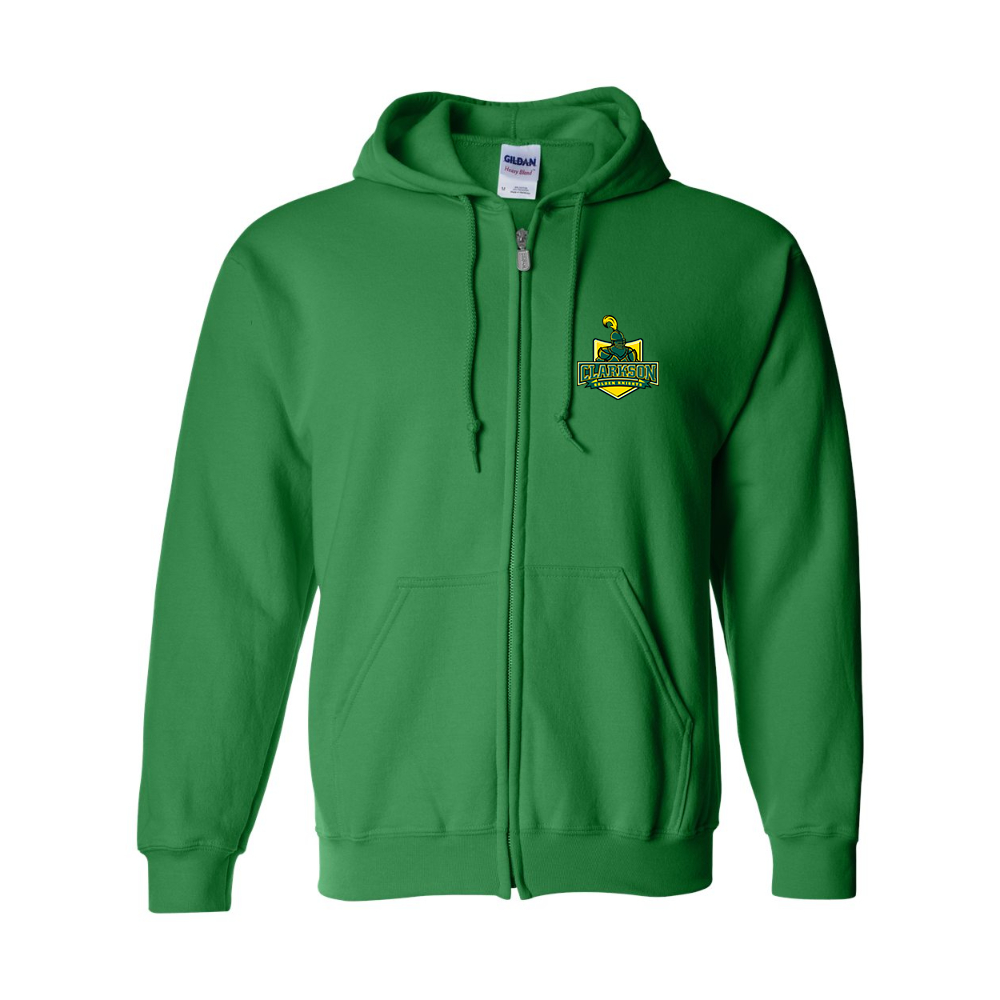 Men's Clarkson Golden Knights Gildan  Heavy Blend Full Zip Hooded Sweatshirt