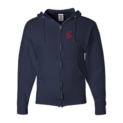 Men's Santa Clara Broncos Logo JERZEES NuBlend Full-Zip Hooded Sweatshirt