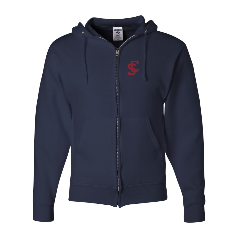 Men's Santa Clara Broncos Logo  JERZEES NuBlend Full-Zip Hooded Sweatshirt