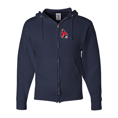 Men's  Ball State Cardinals JERZEES NuBlend Full-Zip Hooded Sweatshirt