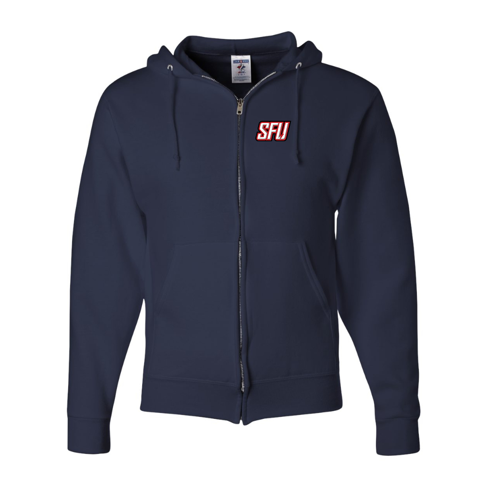 Men's Saint Francis Red Flash Logo JERZEES NuBlend Full-Zip Hooded Sweatshirt
