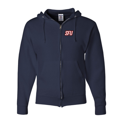 Men's Saint Francis Red Flash Logo JERZEES NuBlend Full-Zip Hooded Sweatshirt