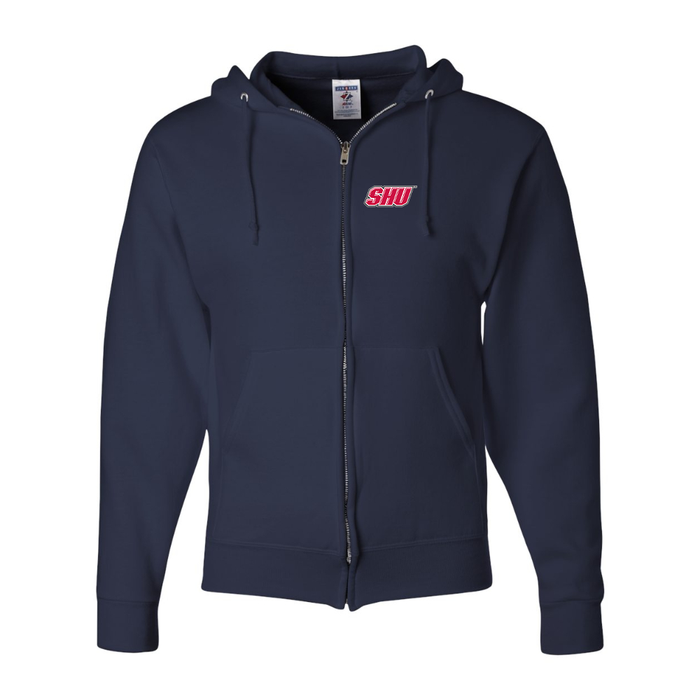 Men's Sacred Heart Pioneers Logo JERZEES NuBlend Full-Zip Hooded Sweatshirt