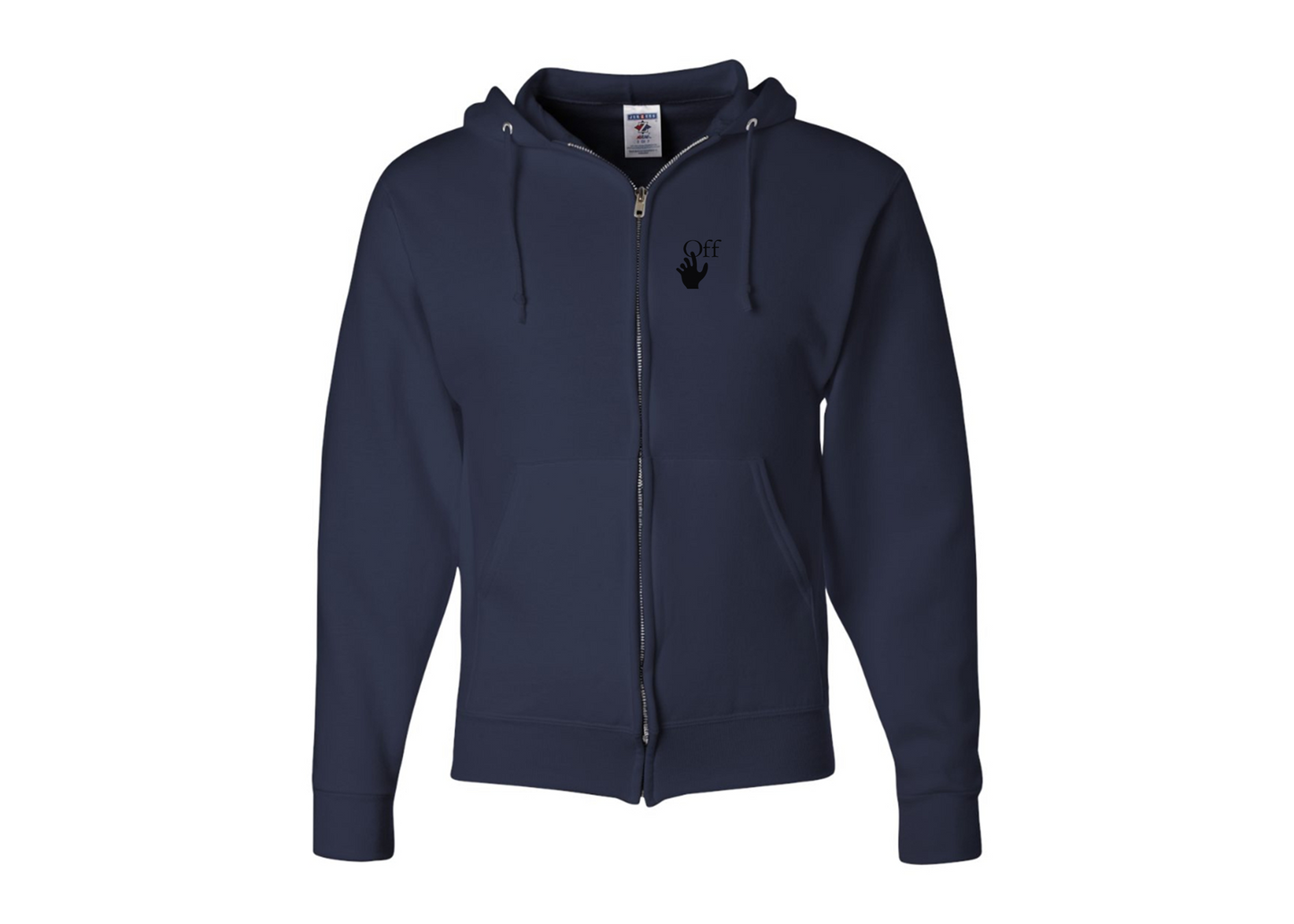 Men's Off-White Hand JERZEES NuBlend Full-Zip Hooded Sweatshirt