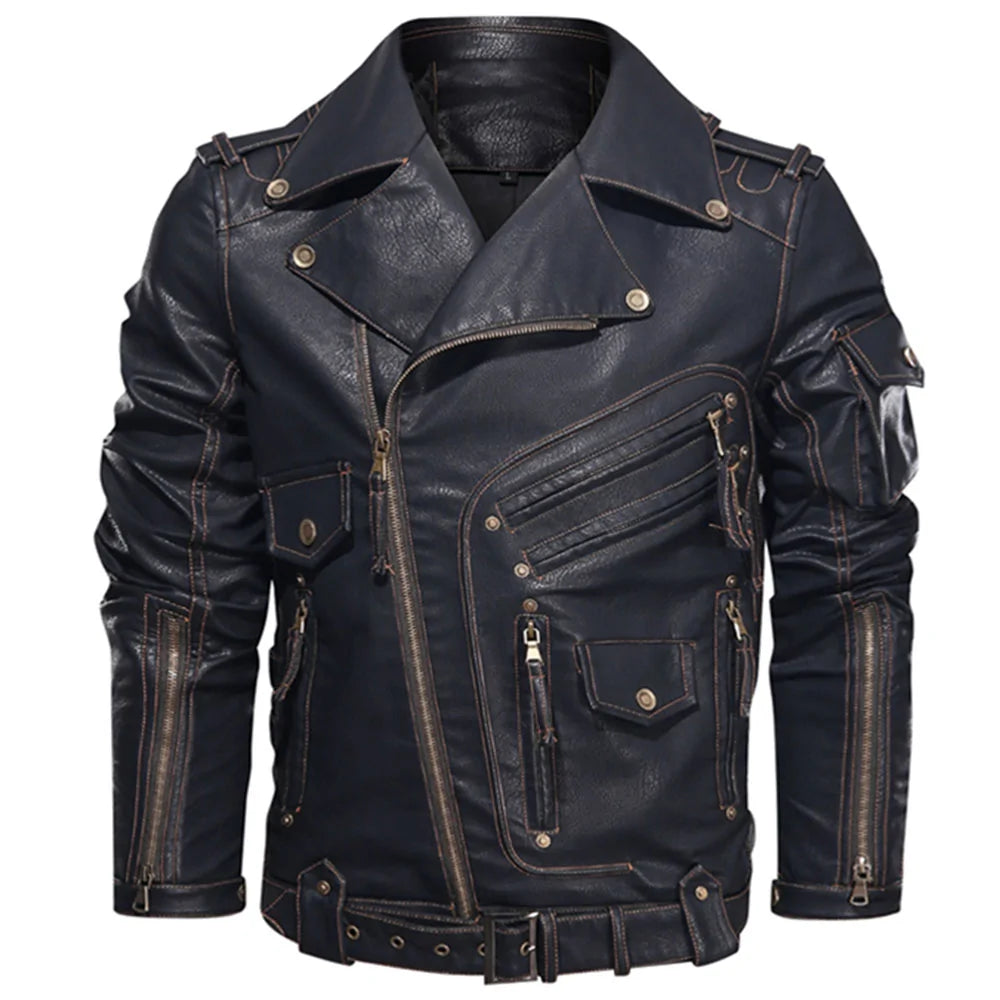 Mens Leather Jacket Motorcyclist Bikers Premium Quality