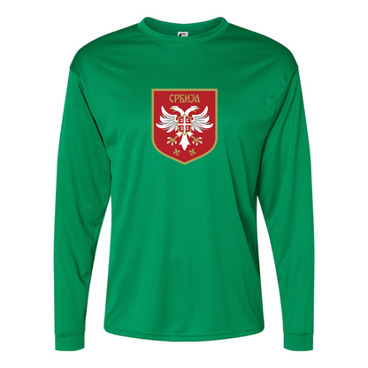 Men's Serbia National Football Soccer Team Logo Performance Long Sleeve T-Shirt