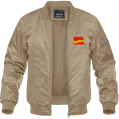 Men's Marvel Comics Logo Lightweight Bomber Jacket Windbreaker Softshell Varsity Jacket Coat