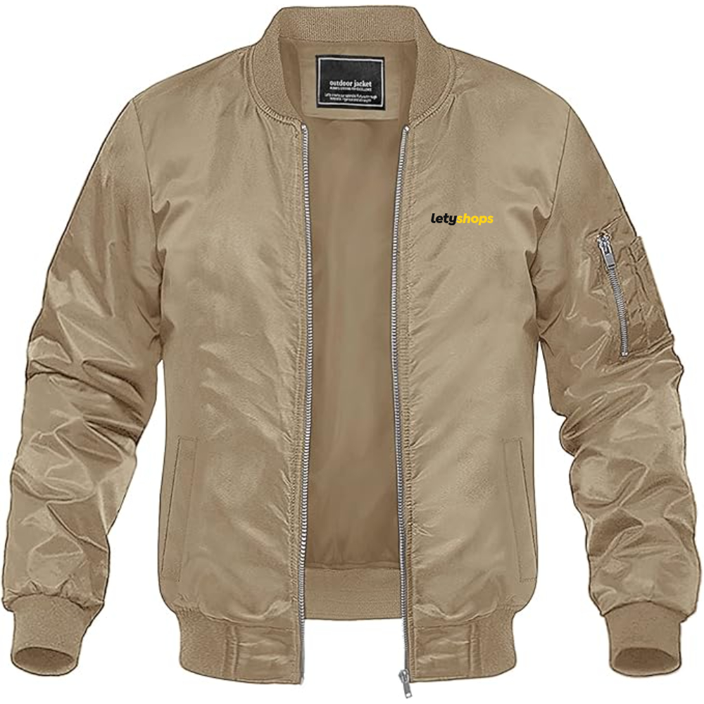 Men's LetyShops Logo Lightweight Bomber Jacket Windbreaker Softshell Varsity Jacket Coat