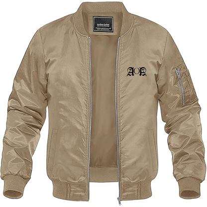 Men's AOA Logo Lightweight Bomber Jacket Windbreaker Softshell Varsity Jacket Coat