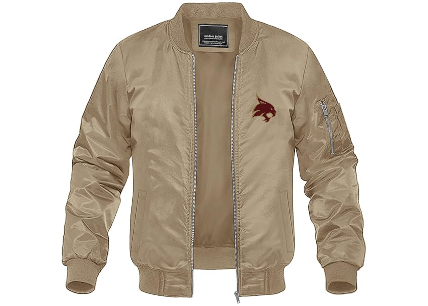 Men's Texas State Bobcats Lightweight Bomber Jacket Windbreaker Softshell Varsity Jacket Coat