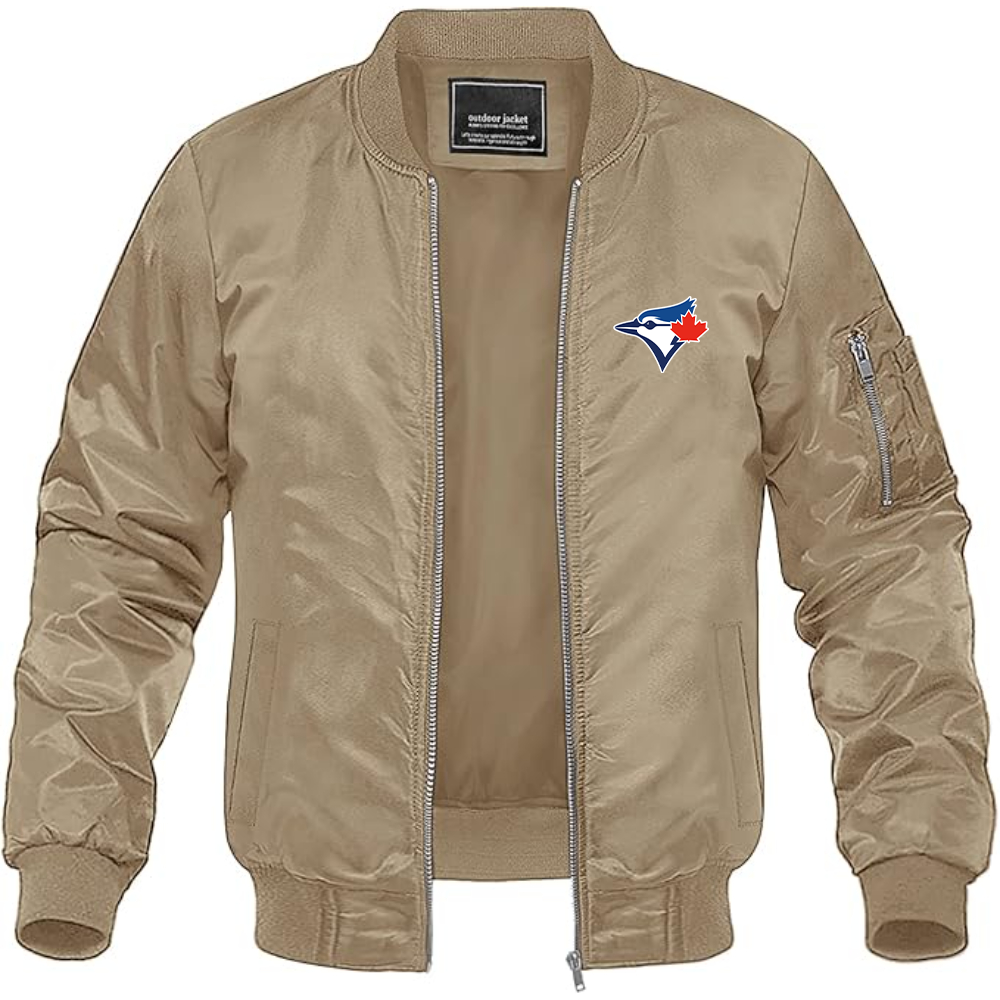 Men's Bluefield Blue Jays Logo Lightweight Bomber Jacket Windbreaker Softshell Varsity Jacket Coat