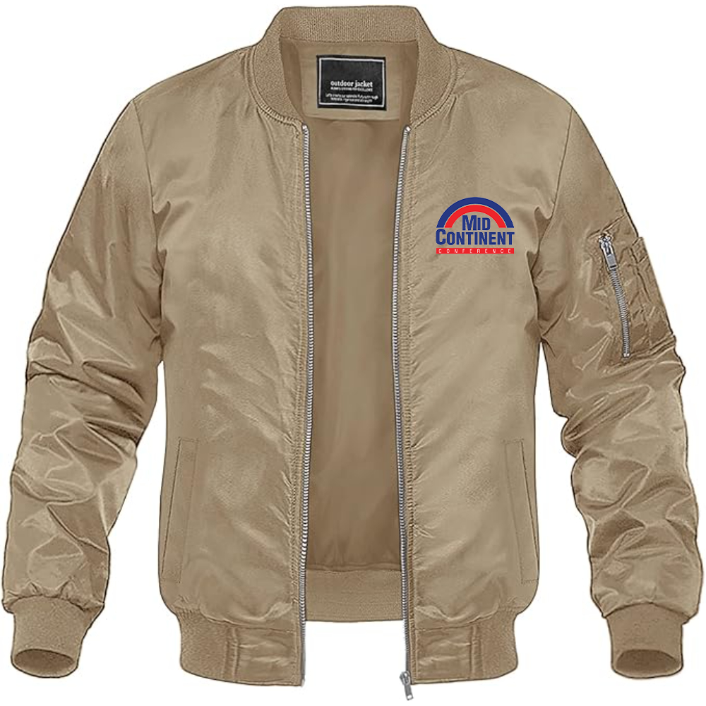 Men's Mid Continent Conference Logo Lightweight Bomber Jacket Windbreaker Softshell Varsity Jacket Coat