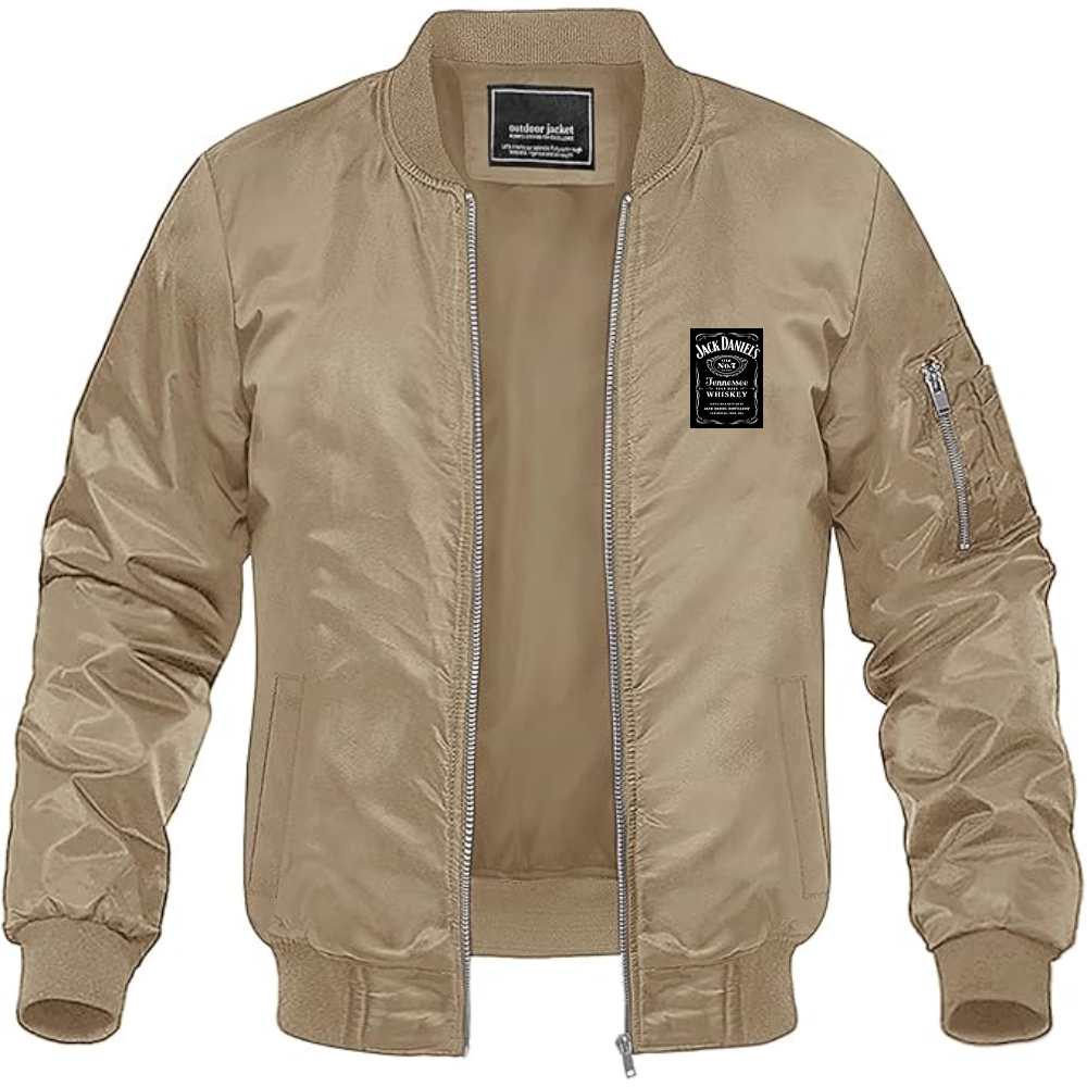Men's Jack Daniels Logo Lightweight Bomber Jacket Windbreaker Softshell Varsity Jacket Coat