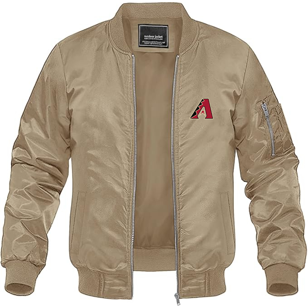 Men's Arizona Diamondbacks Logo Lightweight Bomber Jacket Windbreaker Softshell Varsity Jacket Coat