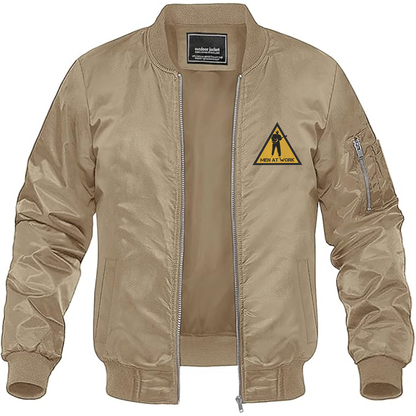 Men's Men at Work Logo Lightweight Bomber Jacket Windbreaker Softshell Varsity Jacket Coat