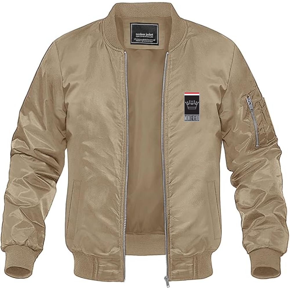 Men's Monteverdi Logo Lightweight Bomber Jacket Windbreaker Softshell Varsity Jacket Coat