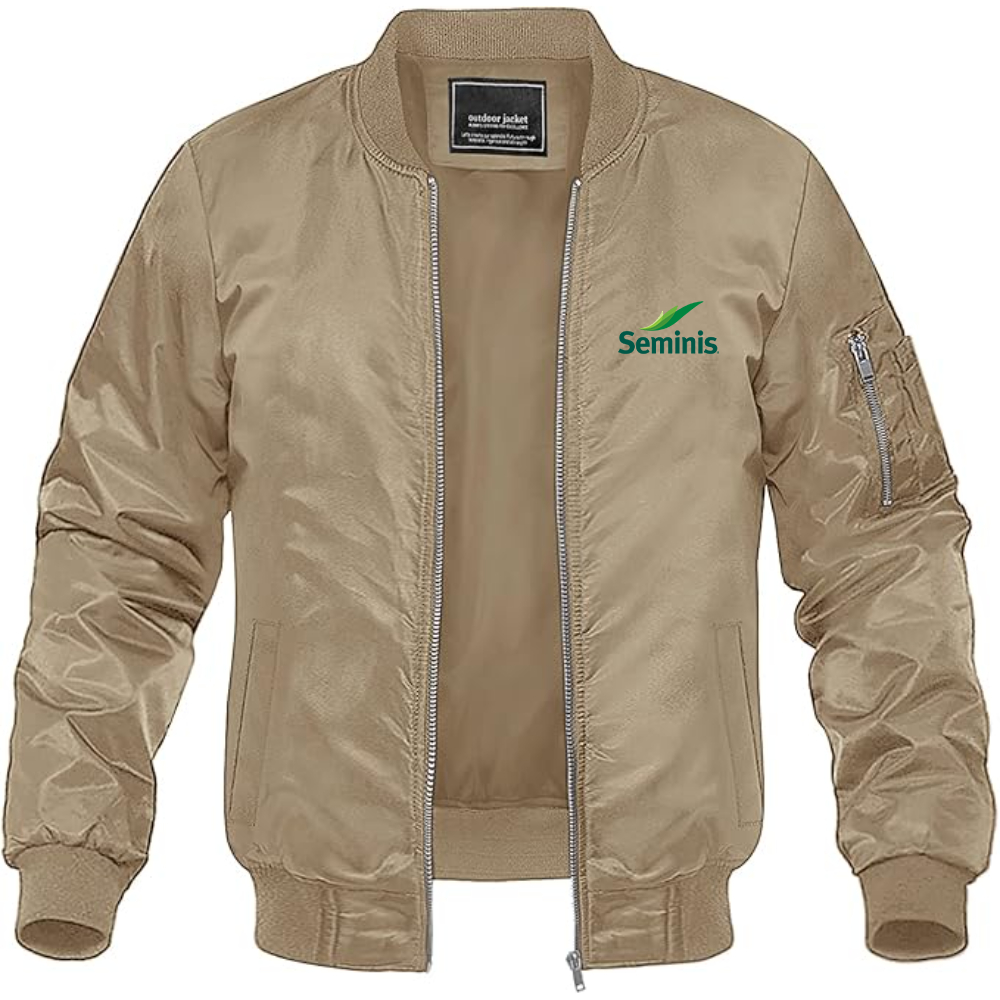 Men's  Seminis  Logo  Lightweight Bomber Jacket Windbreaker Softshell Varsity Jacket Coat
