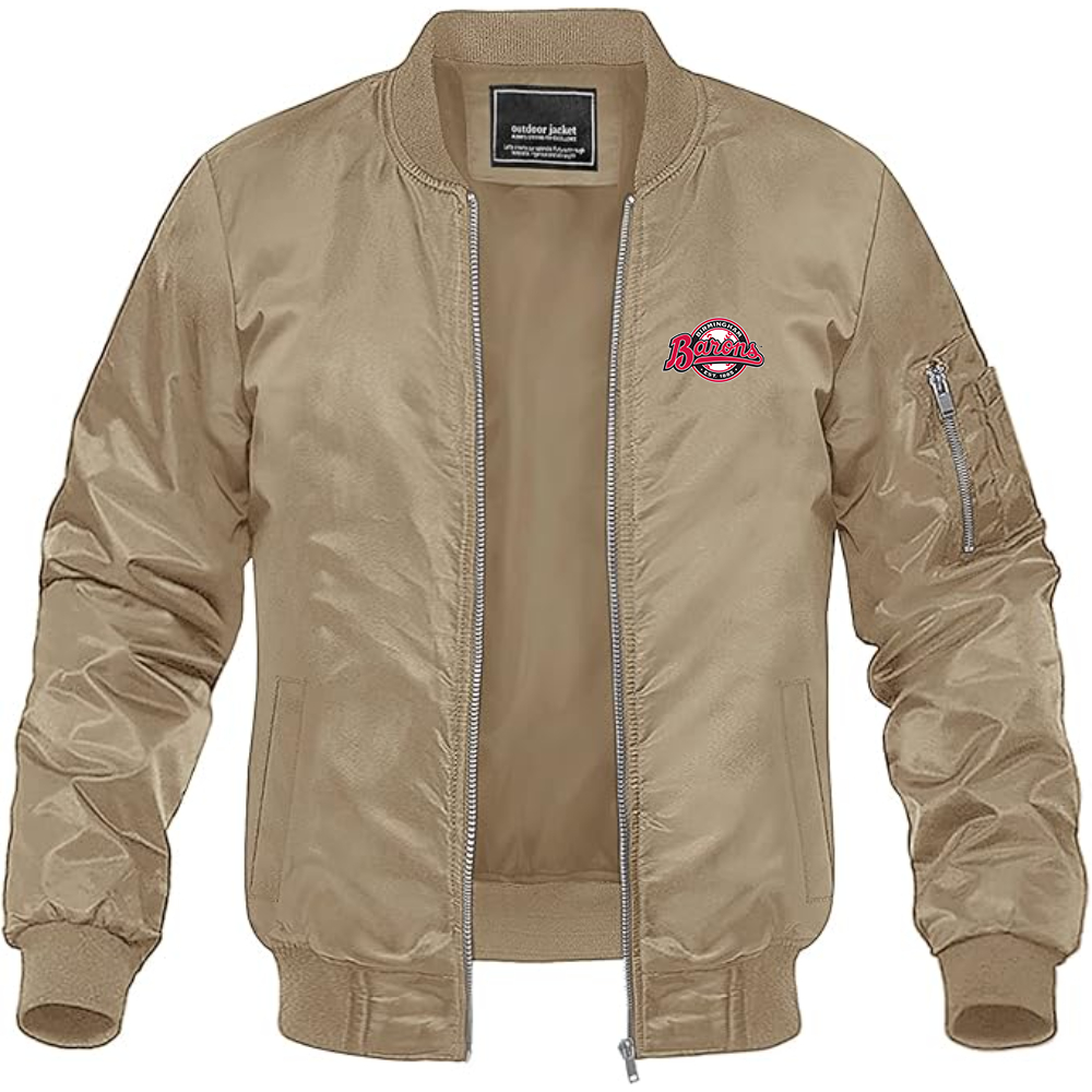 Men's Birmingham Barons Logo Lightweight Bomber Jacket Windbreaker Softshell Varsity Jacket Coat
