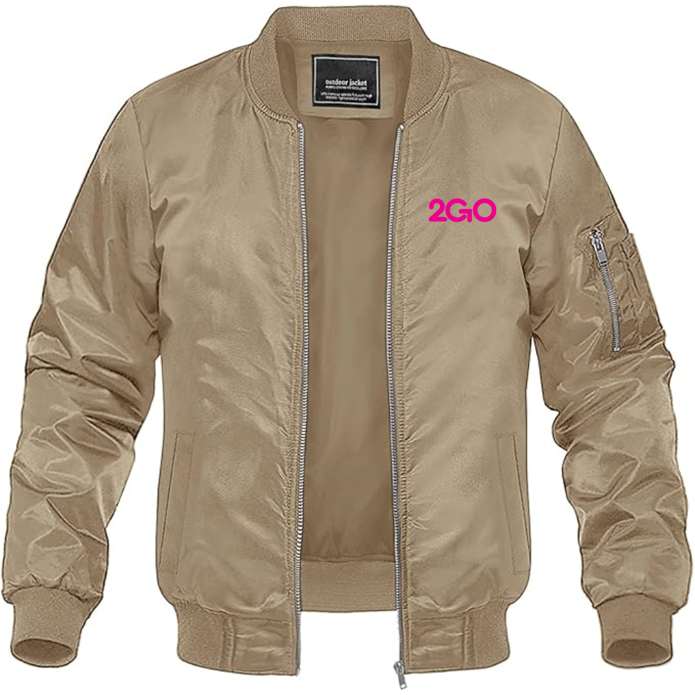 Men's 2GO Logo Lightweight Bomber Jacket Windbreaker Softshell Varsity Jacket Coat