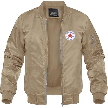 Men's Chuck Taylor All Star Logo Lightweight Bomber Jacket Windbreaker Softshell Varsity Jacket Coat