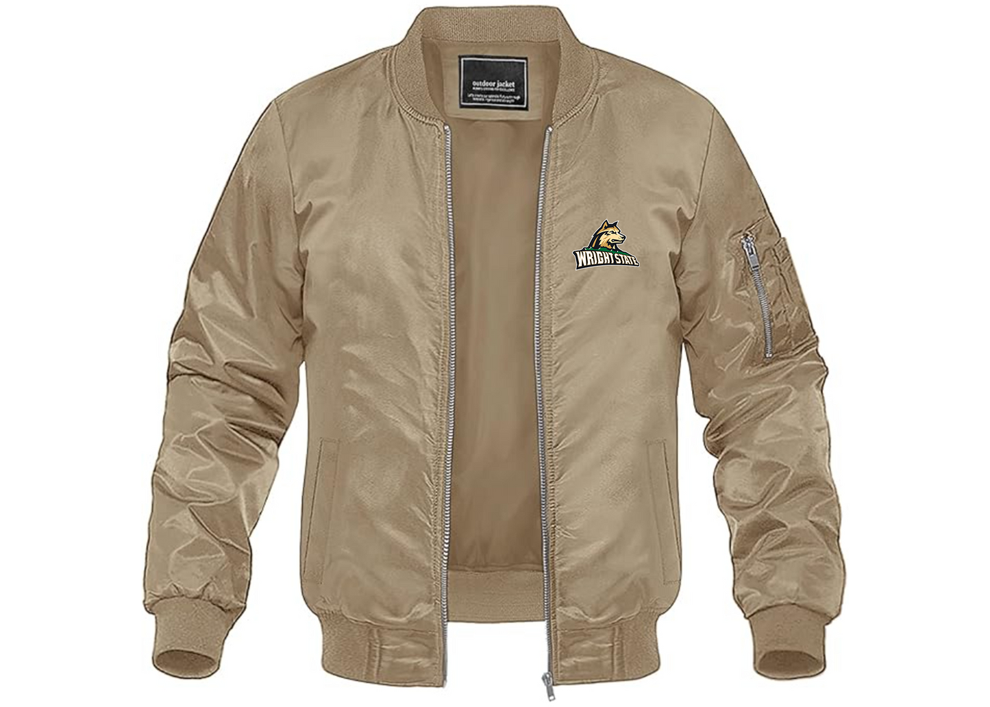 Men's Wright State Raiders Lightweight Bomber Jacket Windbreaker Softshell Varsity Jacket Coat