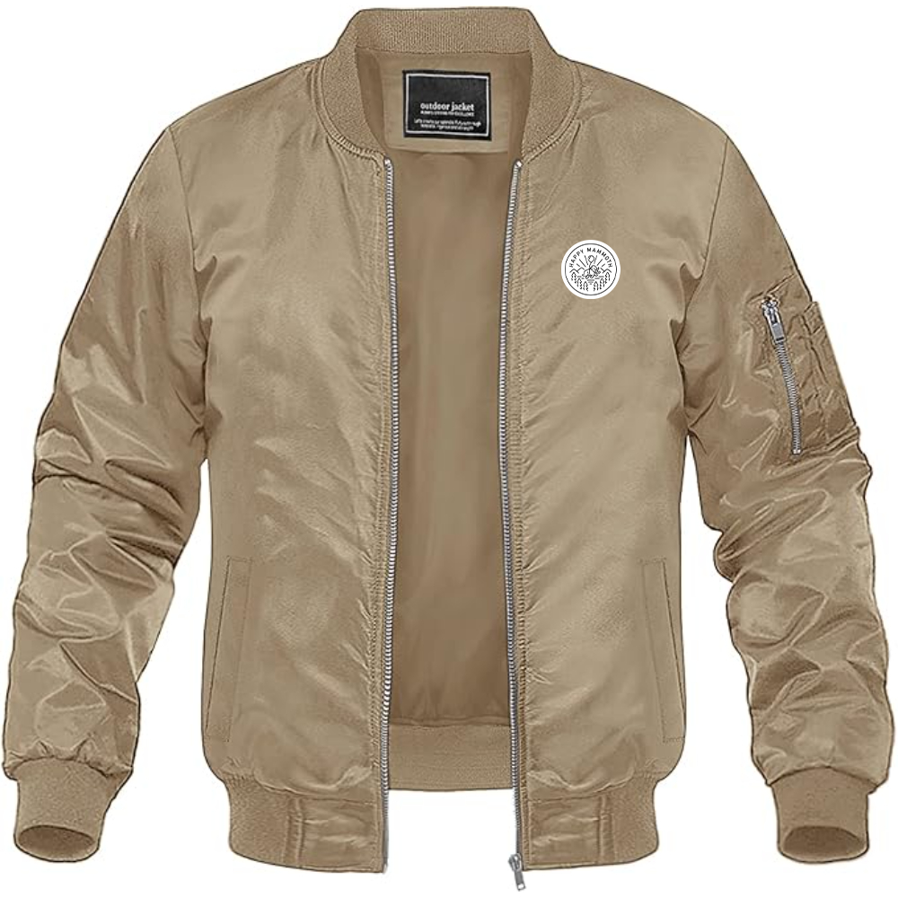 Men's Happy Mammoth Logo Lightweight Bomber Jacket Windbreaker Softshell Varsity Jacket Coat