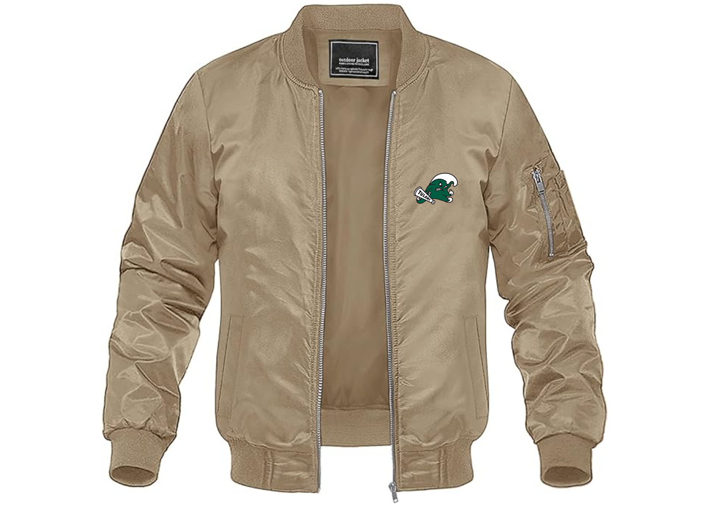 Men's Tulane Green Wave Lightweight Bomber Jacket Windbreaker Softshell Varsity Jacket Coat