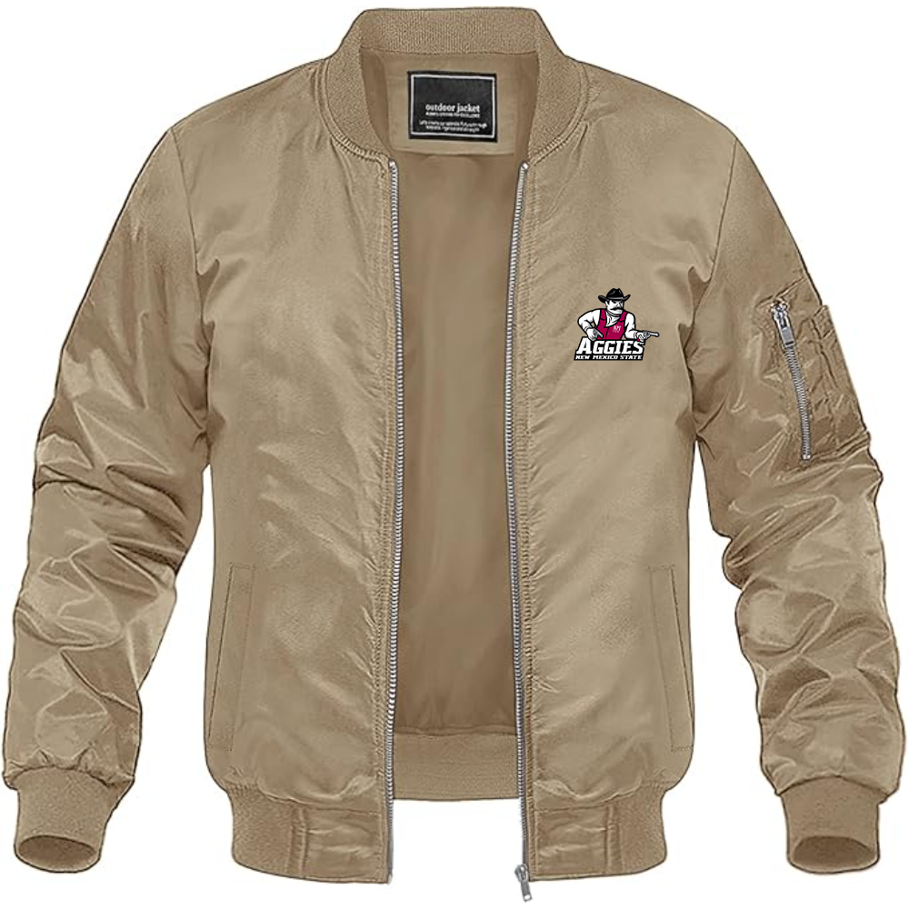 Men's Aggies New Mexico State Logo Lightweight Bomber Jacket Windbreaker Softshell Varsity Jacket Coat