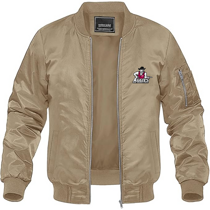Men's Aggies New Mexico State Logo Lightweight Bomber Jacket Windbreaker Softshell Varsity Jacket Coat