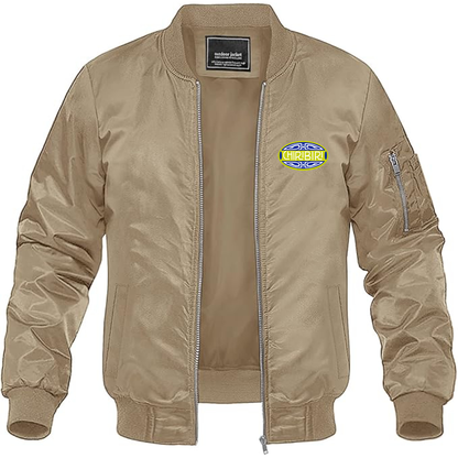 Men's Chiribiri Logo Lightweight Bomber Jacket Windbreaker Softshell Varsity Jacket Coat