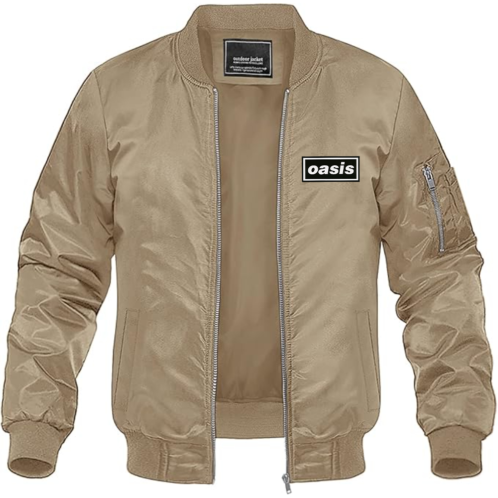 Men's Oasis Logo Lightweight Bomber Jacket Windbreaker Softshell Varsity Jacket Coat