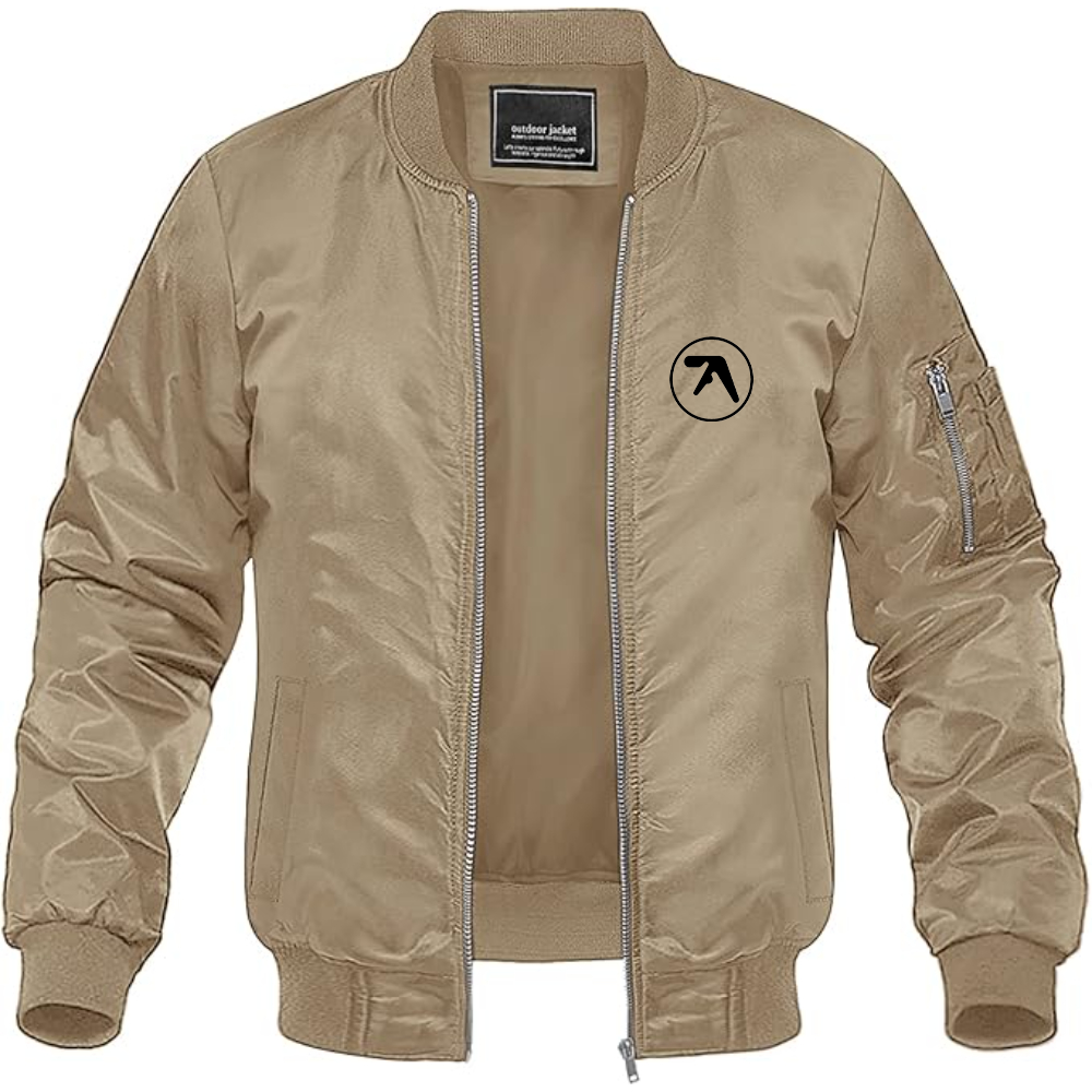 Men's Aphex Twin Logo Lightweight Bomber Jacket Windbreaker Softshell Varsity Jacket Coat