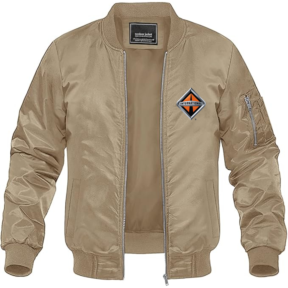 Men's International Trucks Logo Lightweight Bomber Jacket Windbreaker Softshell Varsity Jacket Coat