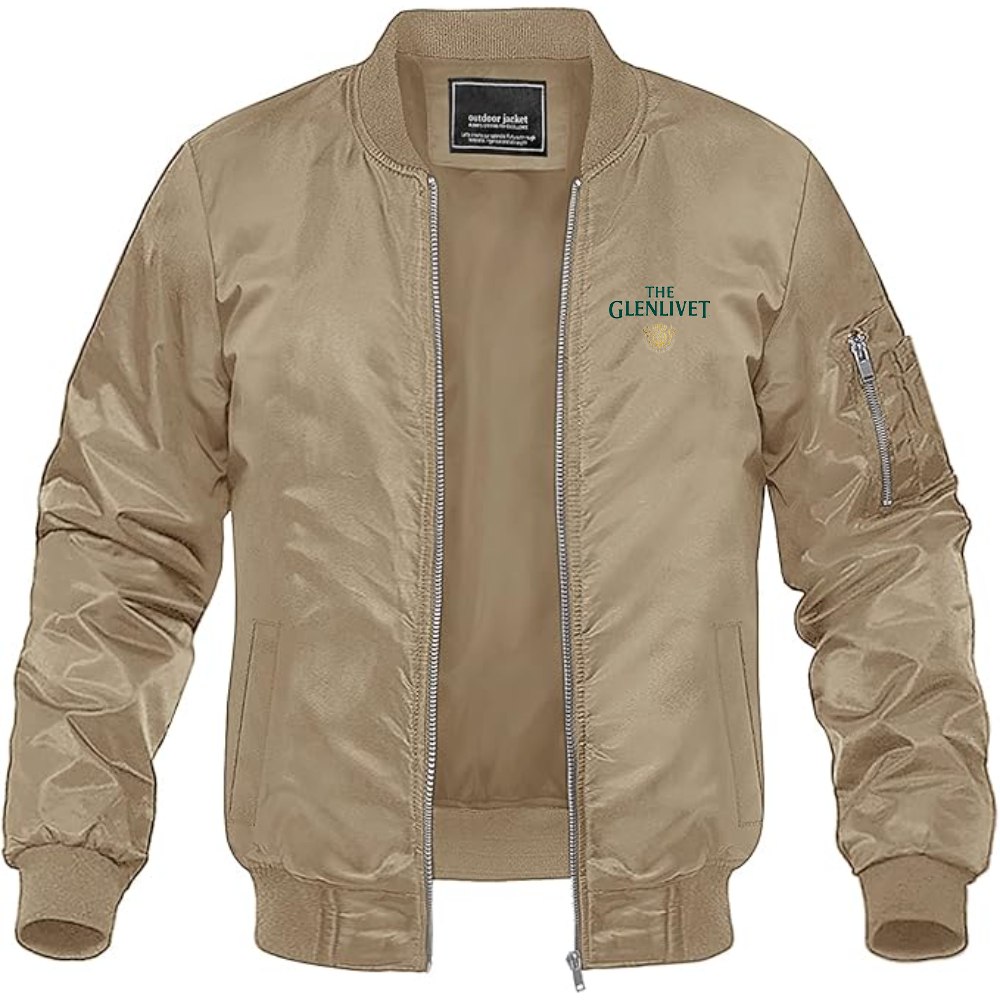 Men's The Glenlivet Logo Lightweight Bomber Jacket Windbreaker Softshell Varsity Jacket Coat