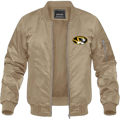 Men's Missouri Tigers Logo Lightweight Bomber Jacket Windbreaker Softshell Varsity Jacket Coat