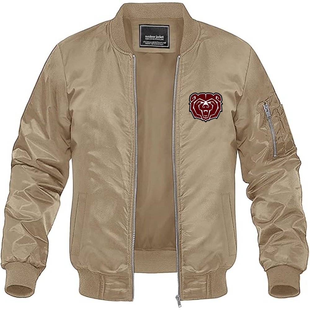 Men's Missouri State Bears Logo Lightweight Bomber Jacket Windbreaker Softshell Varsity Jacket Coat