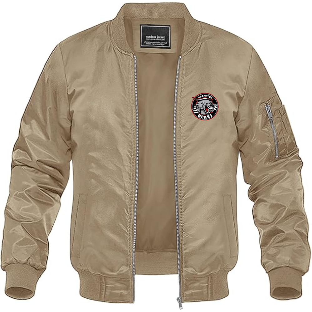Men's Brampton Beast Logo Lightweight Bomber Jacket Windbreaker Softshell Varsity Jacket Coat