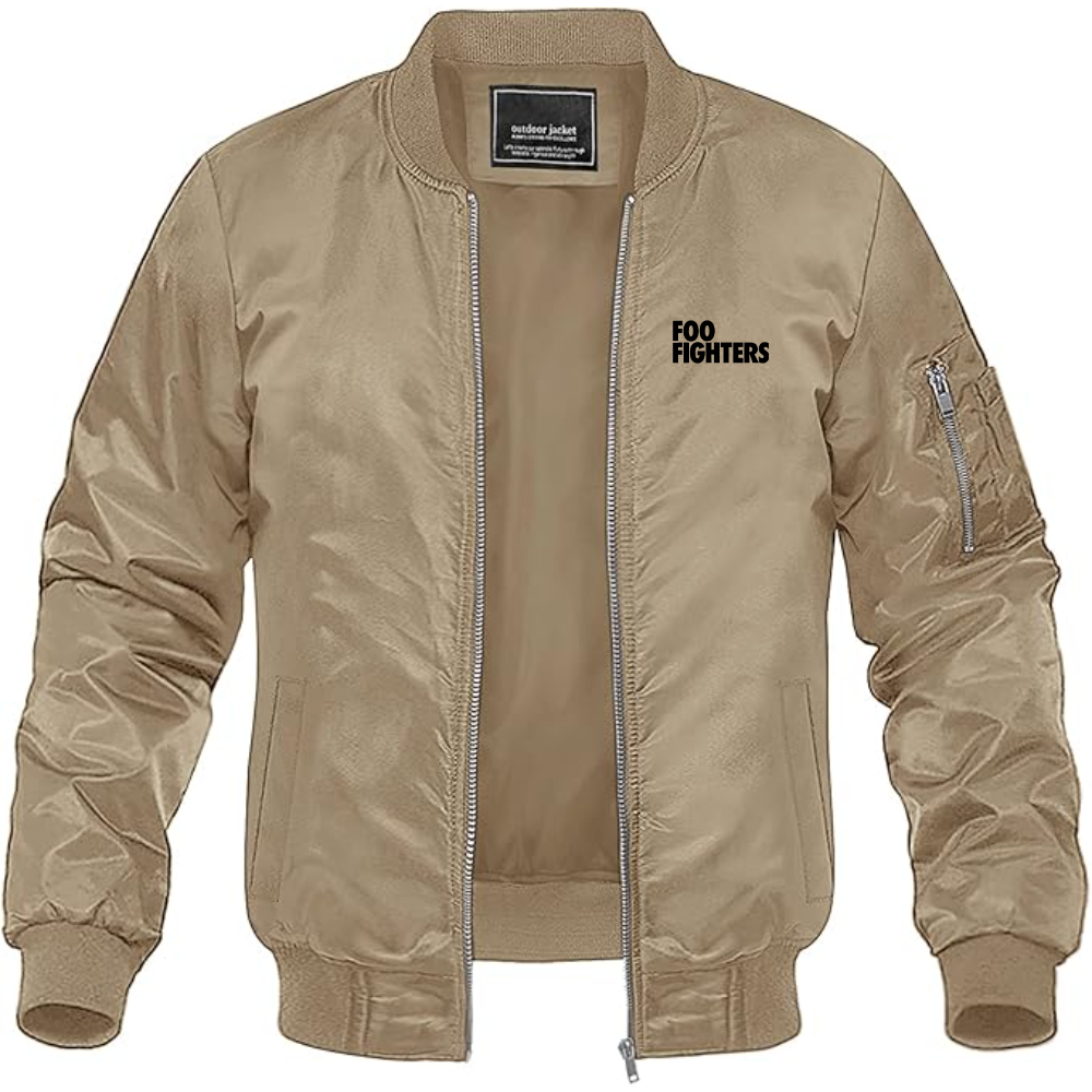 Men's Foo Fighters Logo Lightweight Bomber Jacket Windbreaker Softshell Varsity Jacket Coat