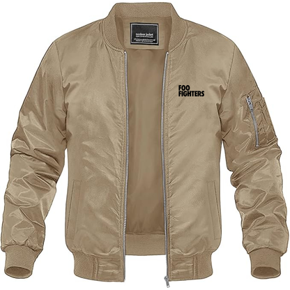 Men's Foo Fighters Logo Lightweight Bomber Jacket Windbreaker Softshell Varsity Jacket Coat