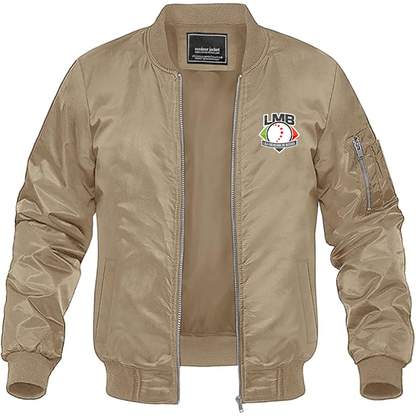 Men's Liga Mexicana de Béisbol Logo Lightweight Bomber Jacket Windbreaker Softshell Varsity Jacket Coat